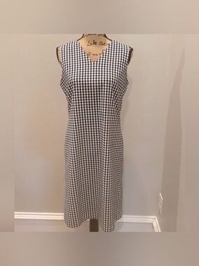 J. McLaughlin Black White Gingham Sleeveless Midi V-neck Dress 12